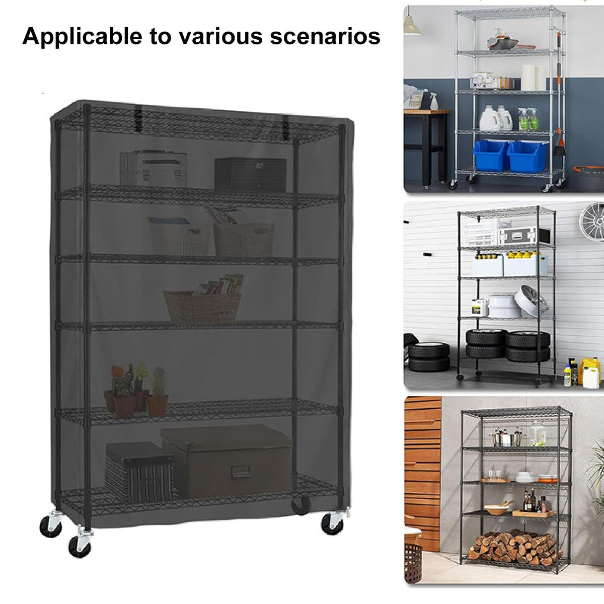 LICAEVEY Water Proof Shelf Cover, 210D Silver Coated Oxford Fabric Duty Dust Proof Storage Wire Rack Covers - image 3