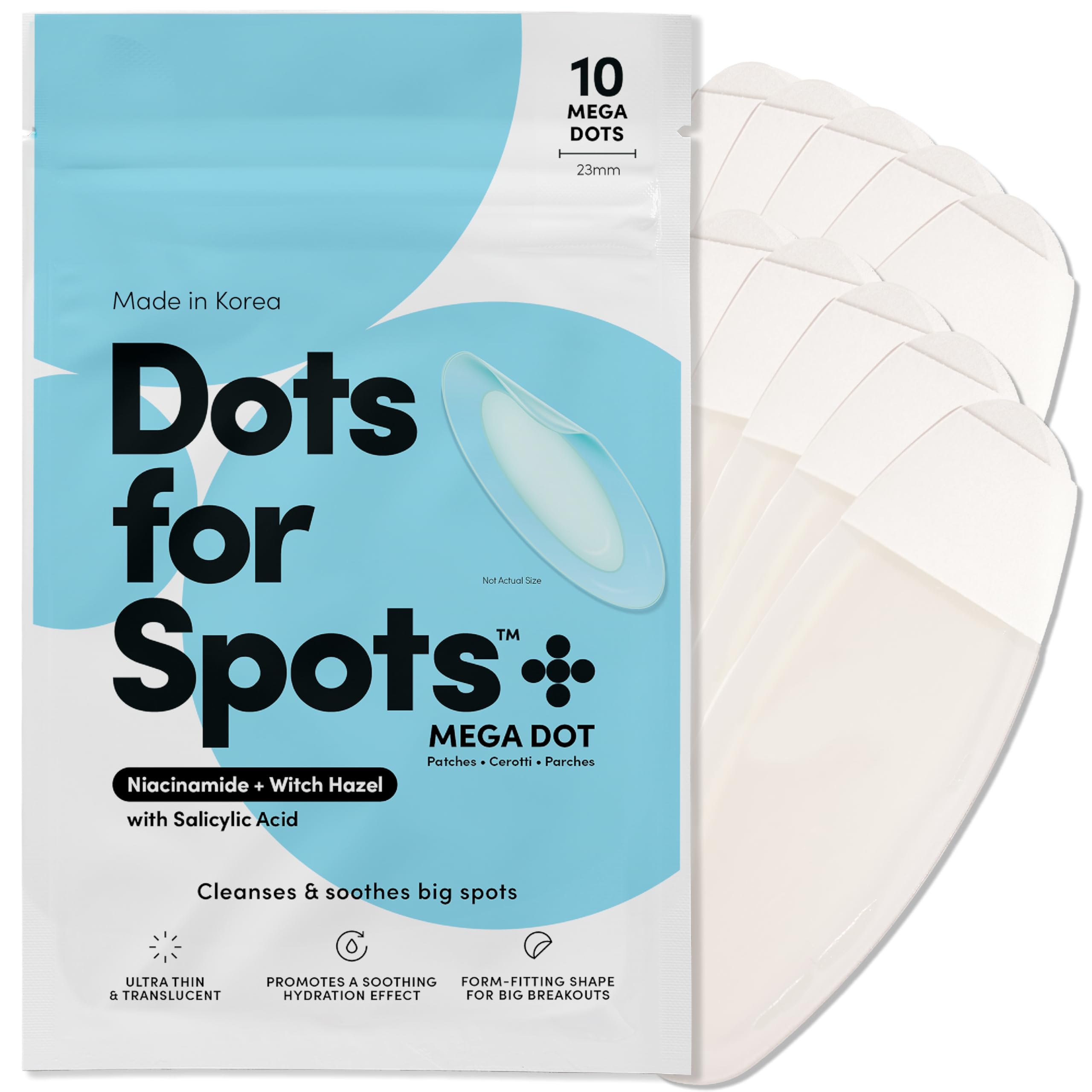 Dots for Spots Mega Pimple Patches – Niacinamide Spot Stickers (10 Pack)