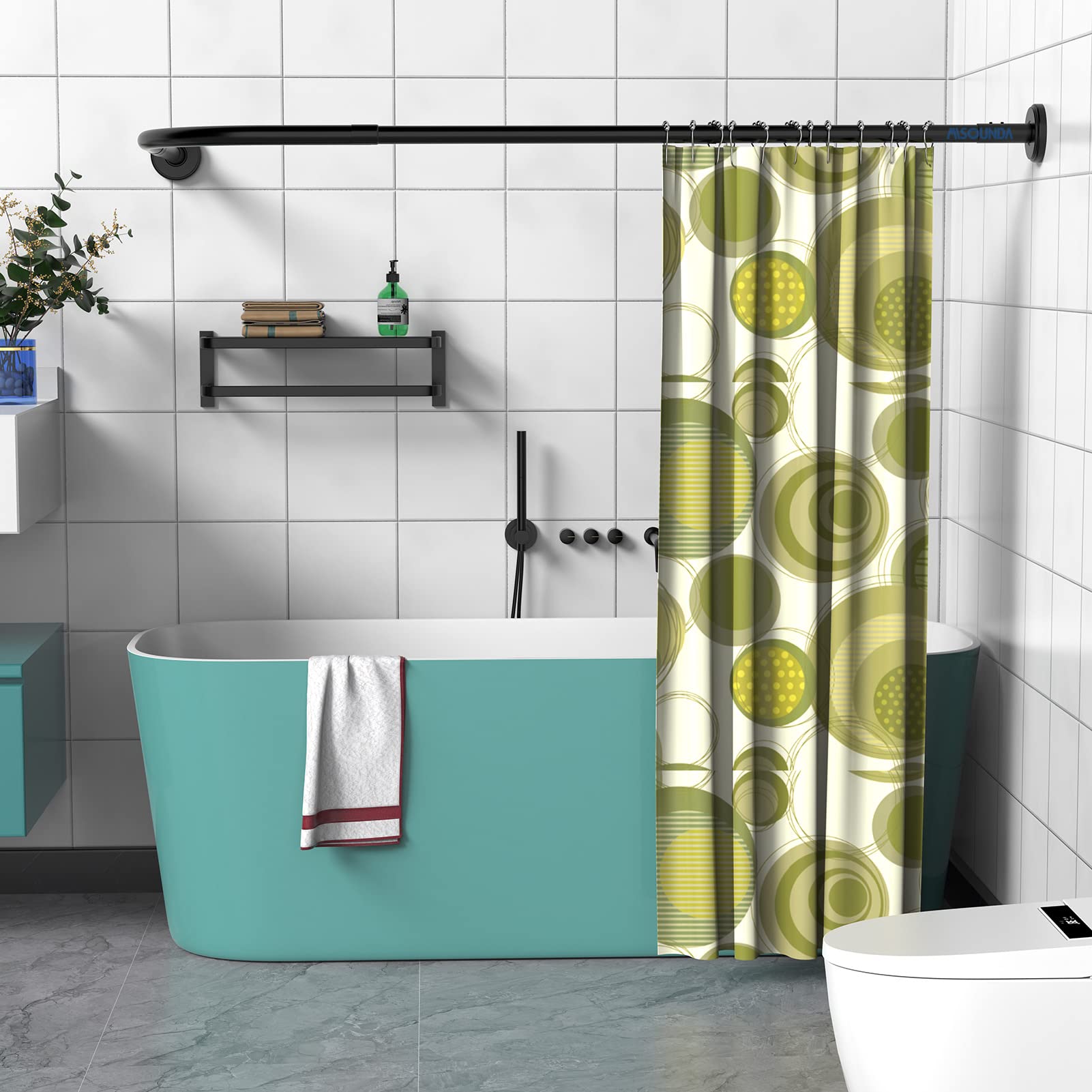 Misounda L-Shape Shower Curtain Rod – 304 Stainless Steel Corner Rail
