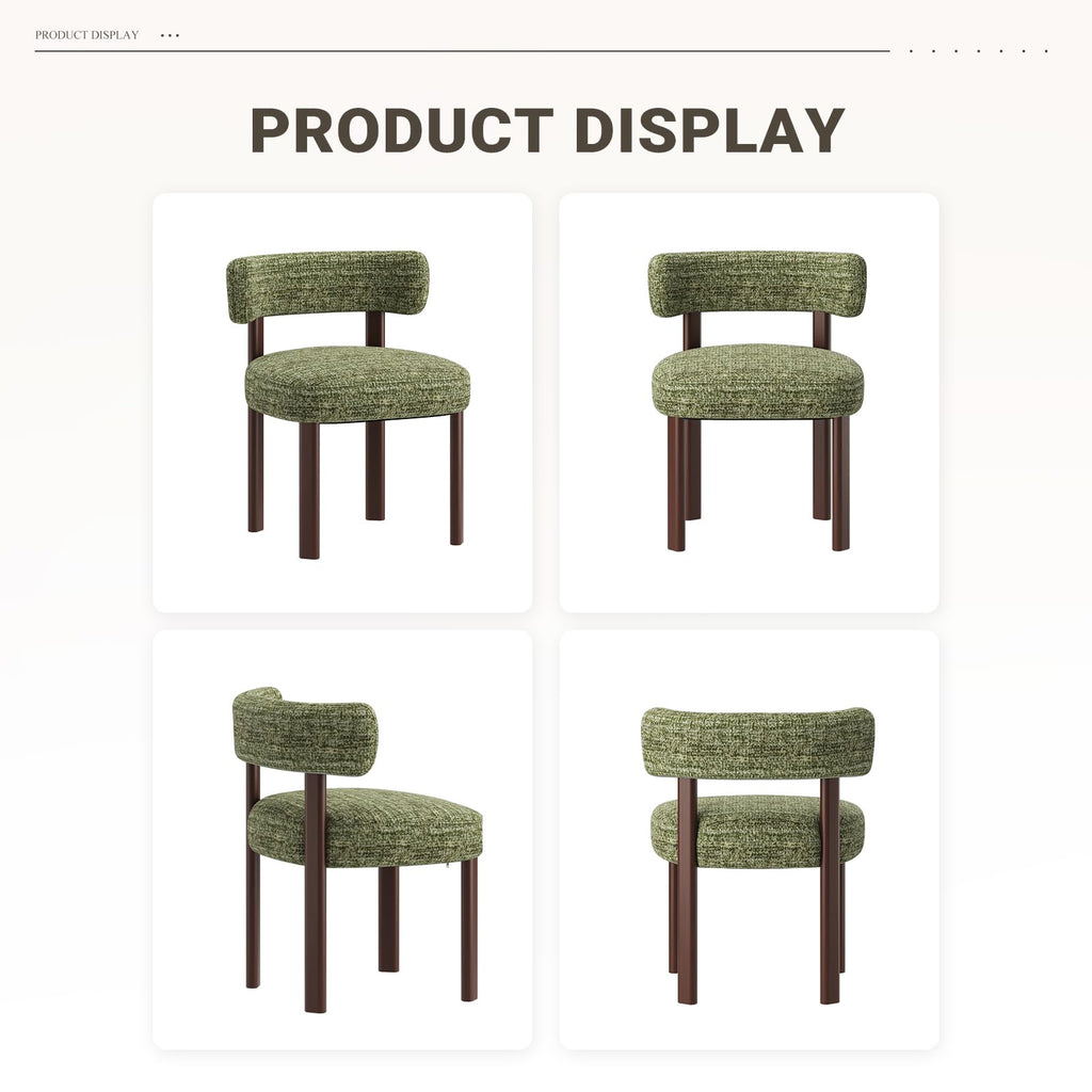COLAMY Wooden Dining Chairs Set of 4, Fabric Chairs for Dining Room with Open Curved Backrest and Thick Seat Cushion - image 5