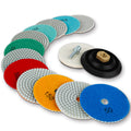 Jolof Store 15pc Diamond Polishing Pads - 4 Inch Wet/Dry Stone Discs