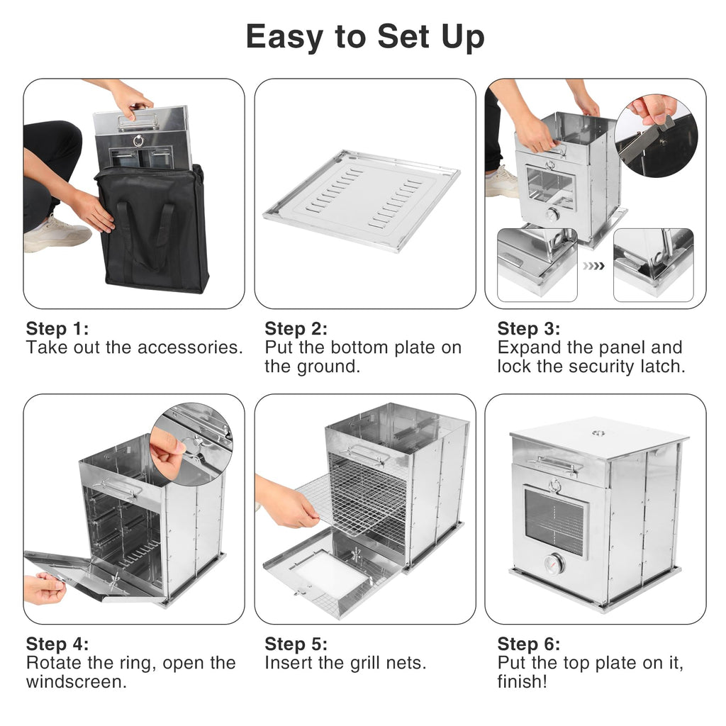 REDCAMP Foldable Camping Oven | 3-Tier Stainless Steel Outdoor Grill