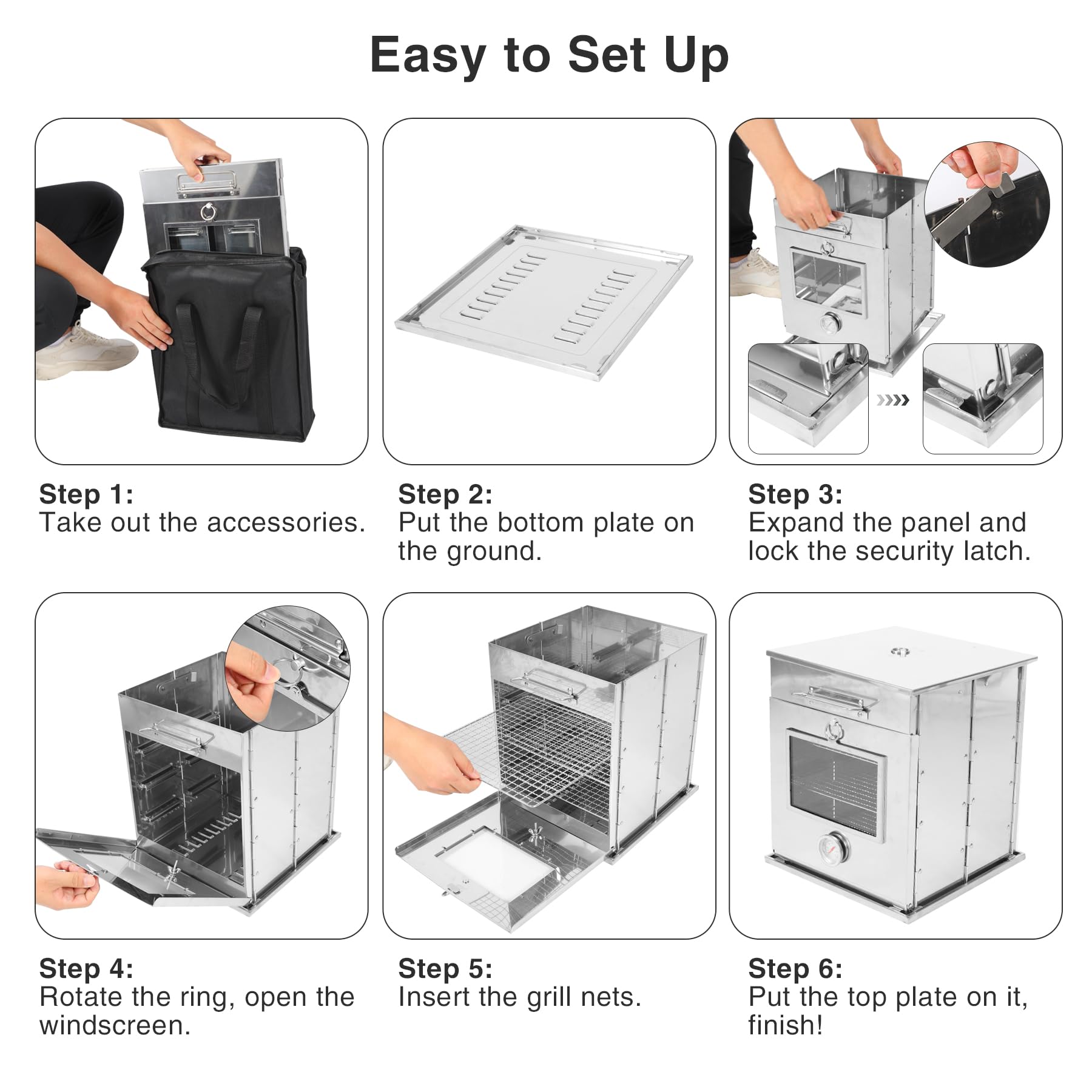 REDCAMP Foldable Camping Oven | 3-Tier Stainless Steel Outdoor Grill
