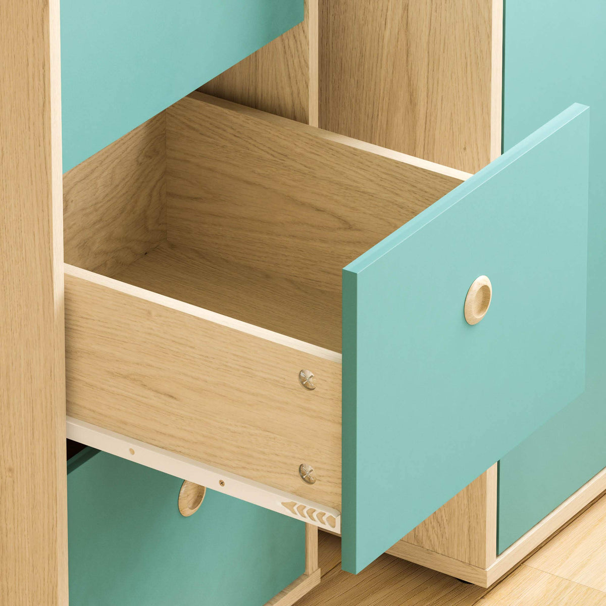 Junior Vida Neptune 3 Drawer Desk Computer Dressing Table PC/Laptop Home Study Workstation Children Kids Furniture Blue & Oak - image 5