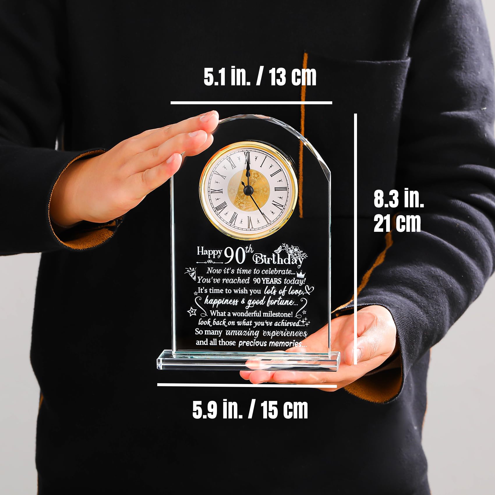 Jolof Store 90th Birthday Glass Keepsake Clock – Milestone Gift for Seniors
