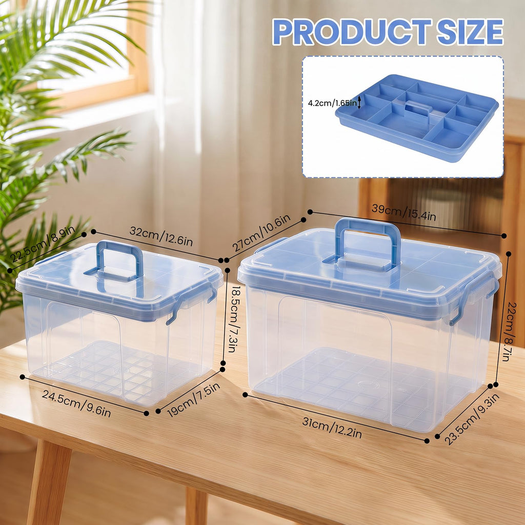 Stidyzo Medicine Storage Box, Large Storage Boxes with Lid, Blue