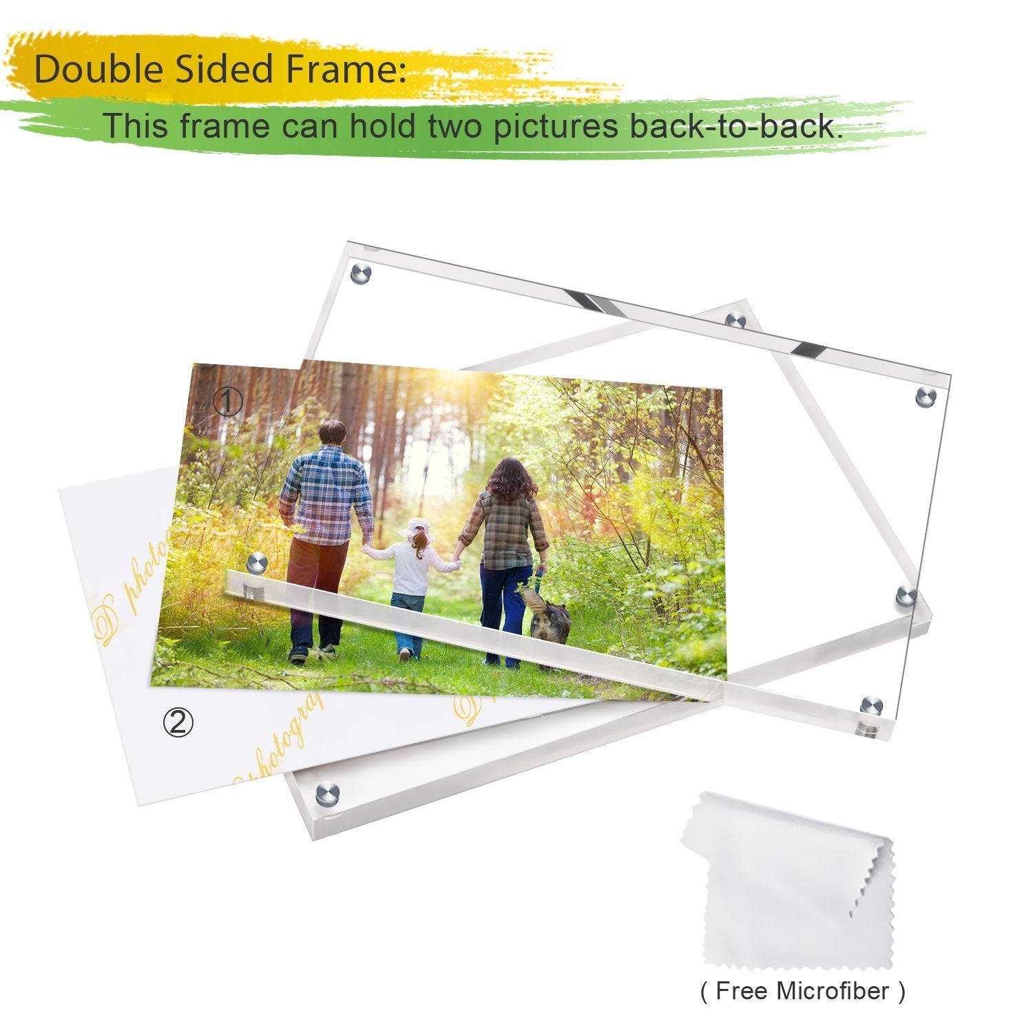 Boxalls Acrylic Photo Frame 6x8 Inch – Magnetic Double Sided Block, 5 Pack