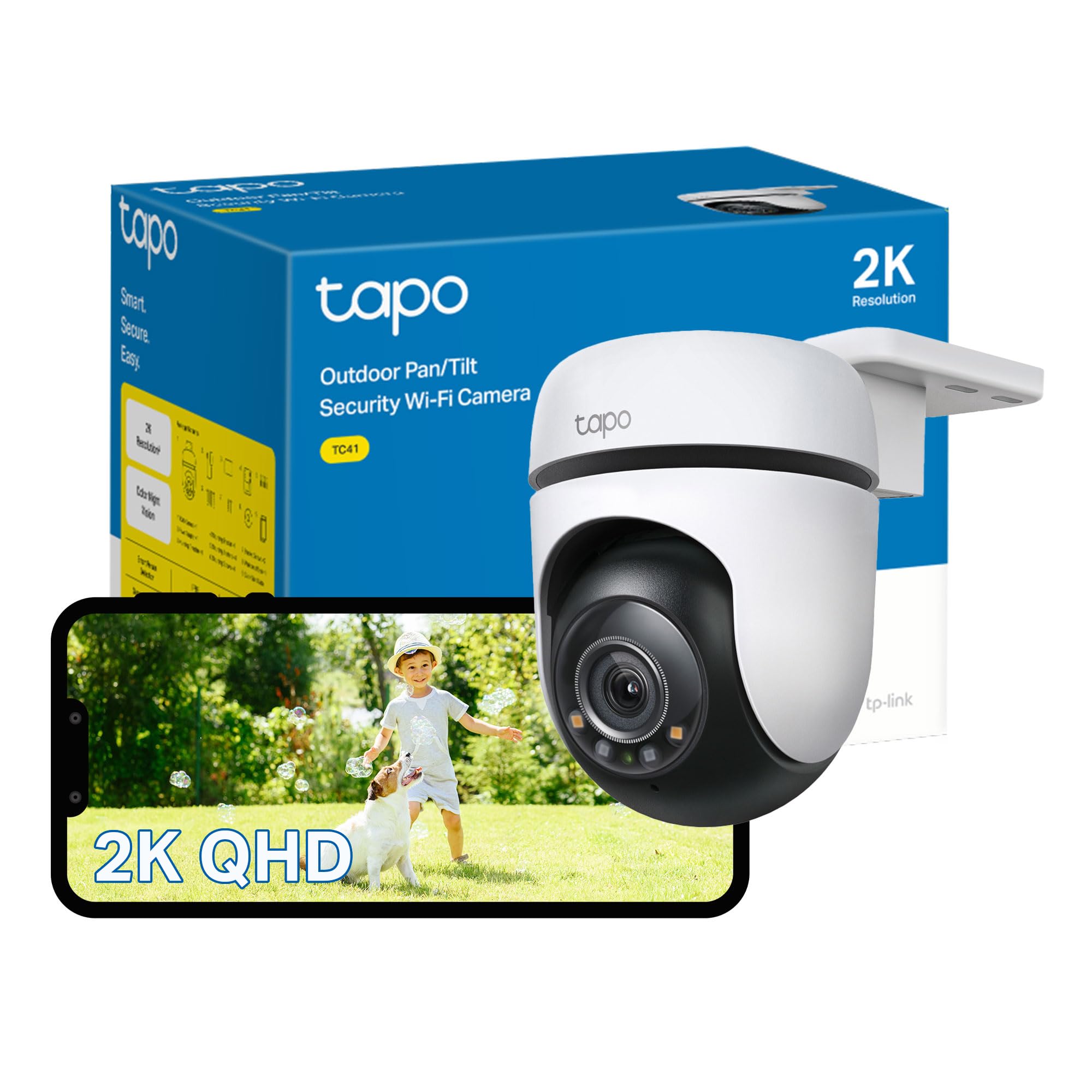 Tapo TC41 2K Pan/Tilt Outdoor Security Camera | 360° Motion Tracking