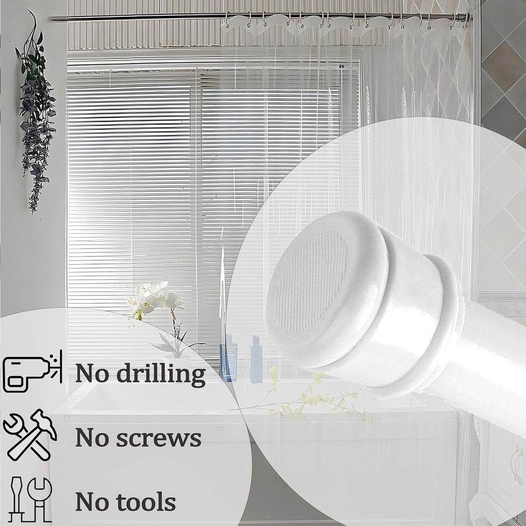 Shower Curtain Pole No Drill Extendable Curtain Rods Extendable For Windows Shower Wardrobe Silver 83-145CM
