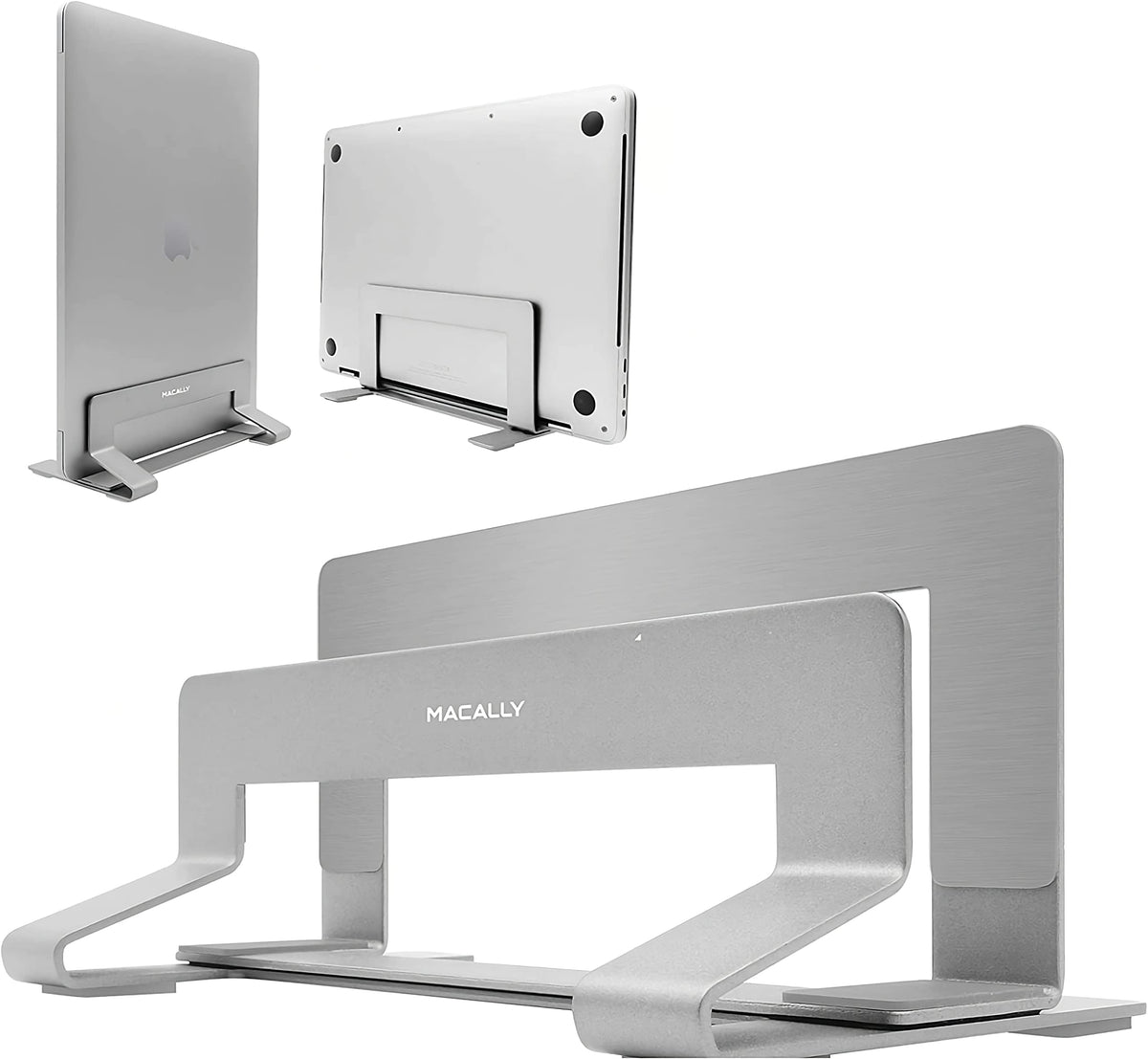 Macally Vertical Laptop Stand for Desk, Laptop Holder Vertical, MacBook Stand Pro/Air, Save Space and Improve Air Flow with Closed, Adjustable