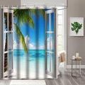 MEHOFOND Tropical Beach Shower Curtain | 72x72 Waterproof Polyester Set