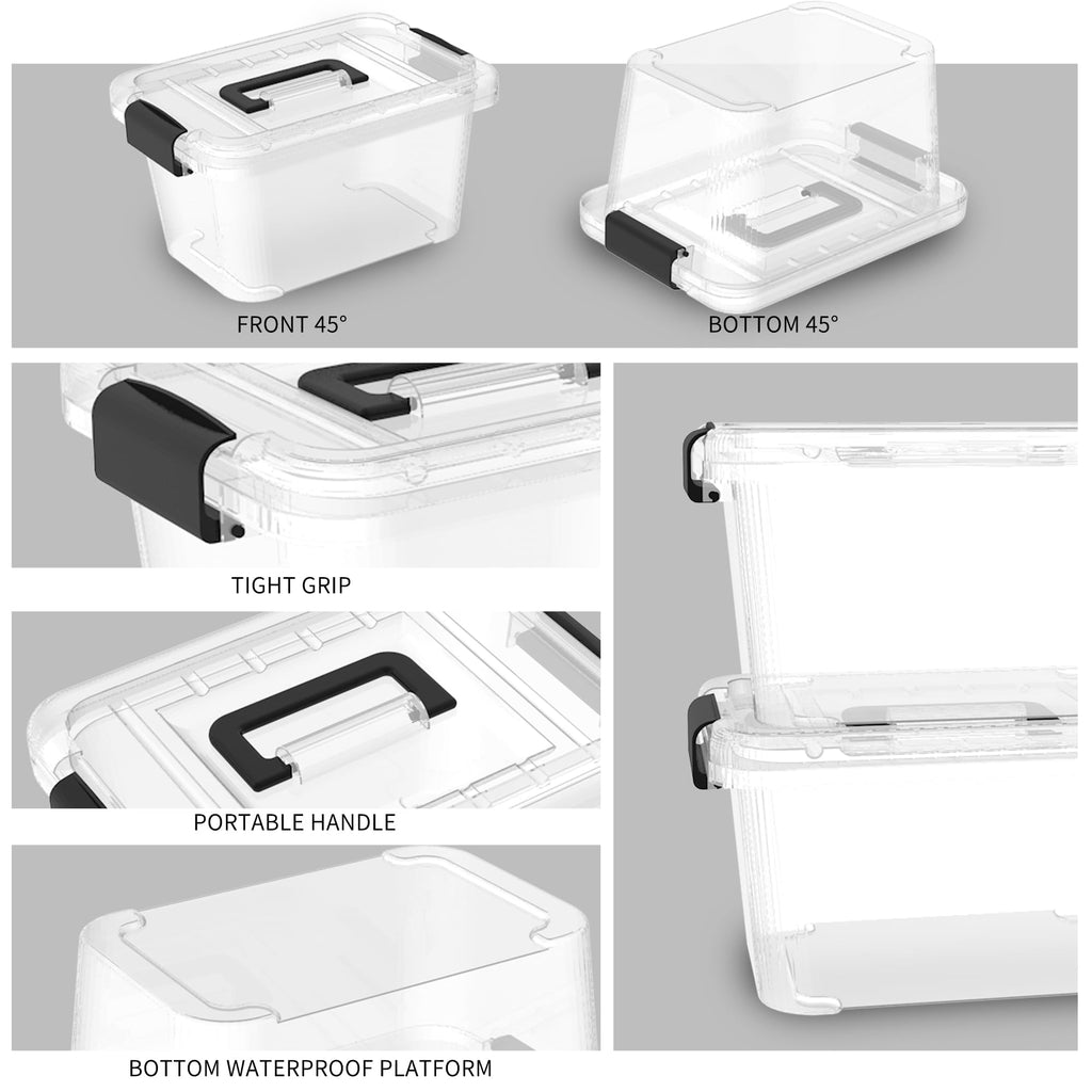 Cetomo Clear Plastic Storage Bins with Lids and Handles, 6L – 20 Pack