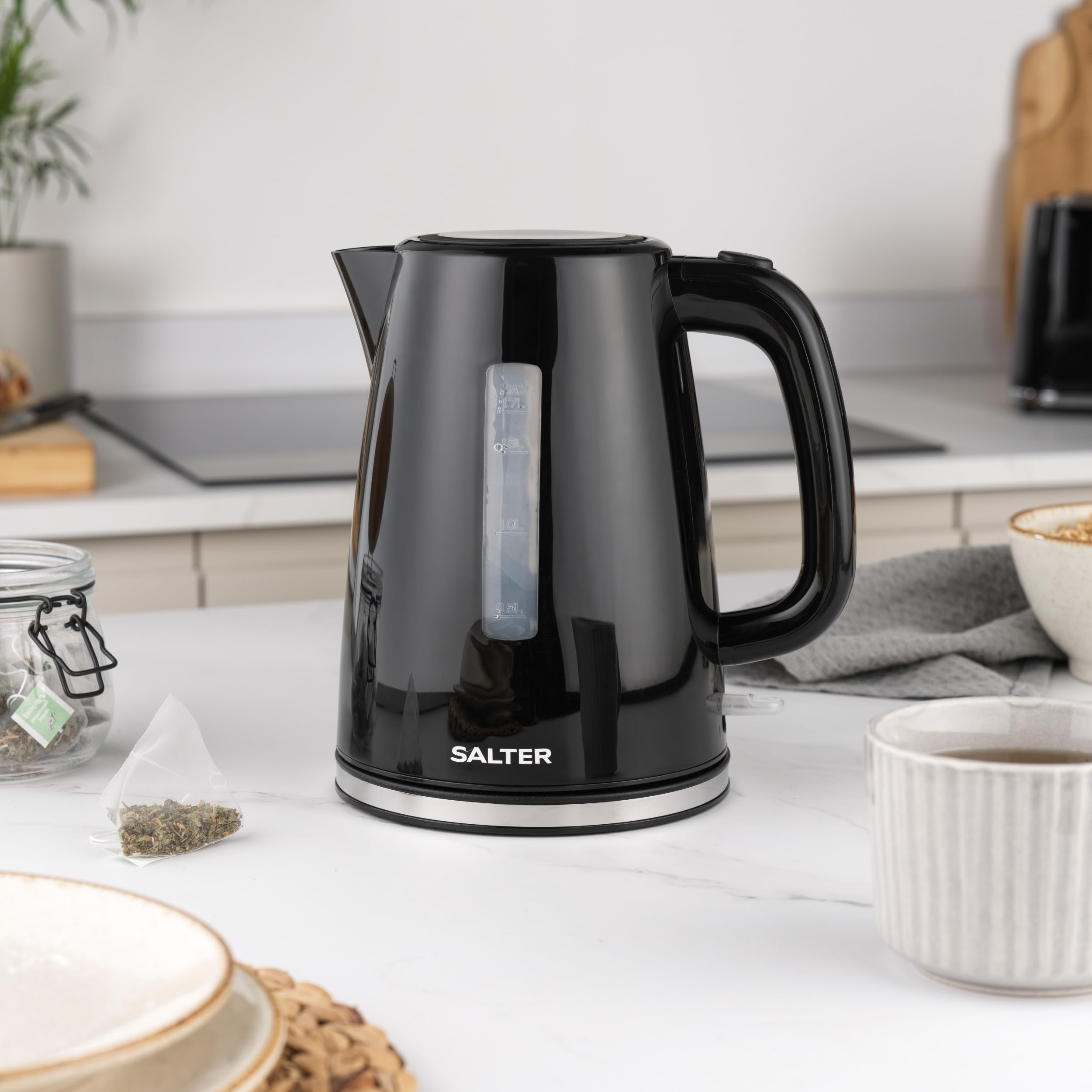 Salter Deco Kettle and Toaster Set – 1.7L Rapid Boil & 2-Slice, Black