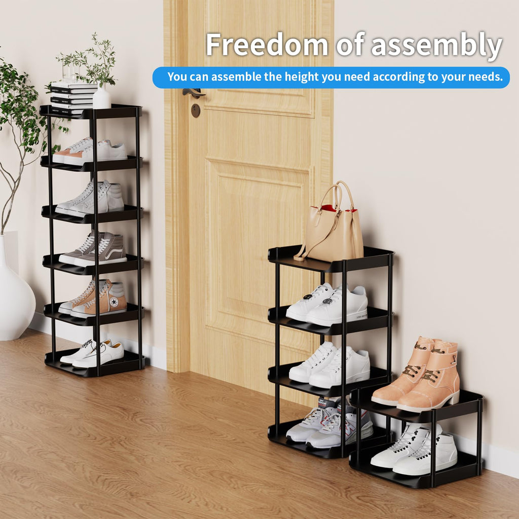 Altdnmaf 6 tier Narrow Shoe Storage Rack, Compact Single Shoerack Stand for Slim Space, Stackable Tall Thin Show Tower, Vertical Plastic Shelves - image 3