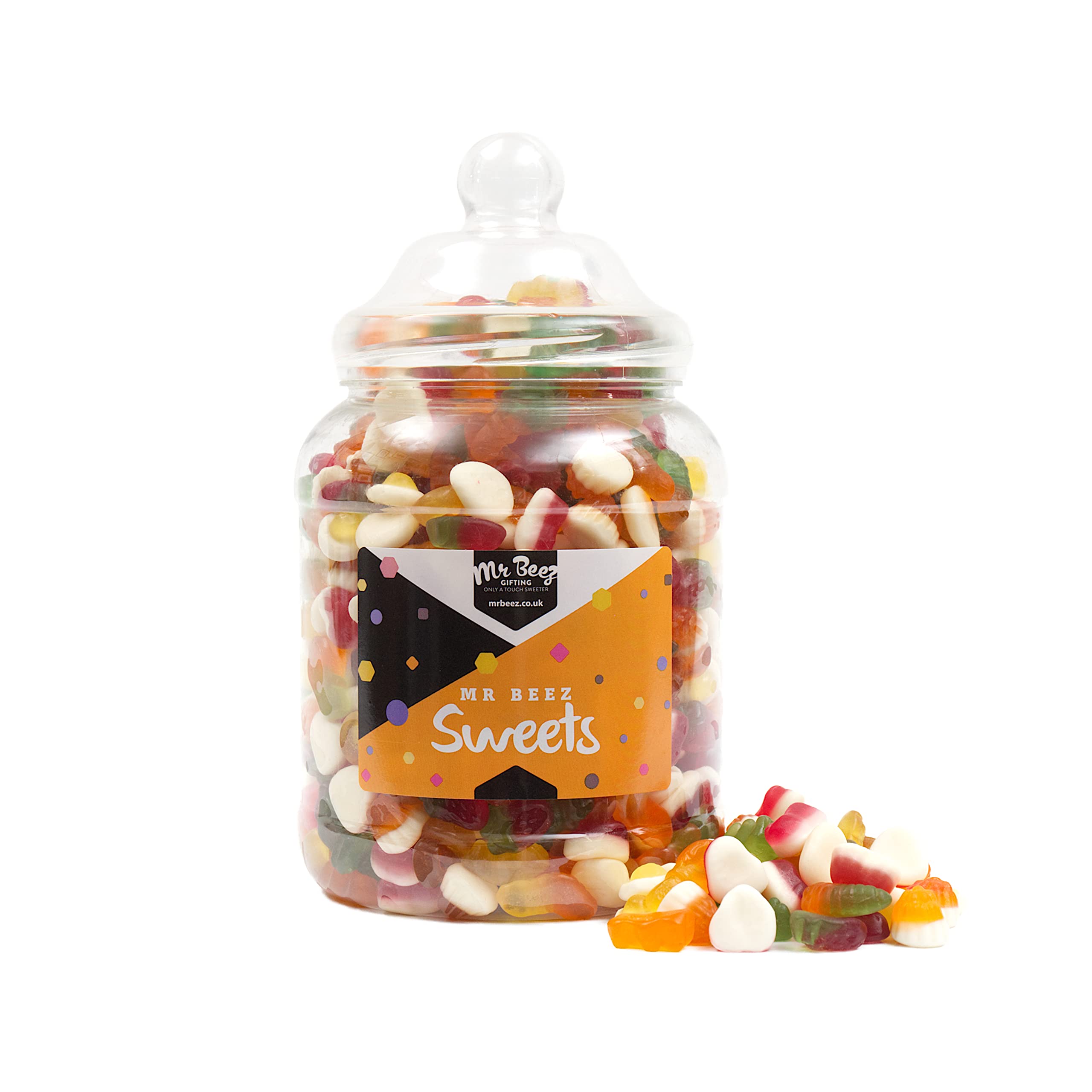 Mr Beez Sweets | Halal Jelly Mix Retro Gummy Candy Bulk Jar | 1.7kg