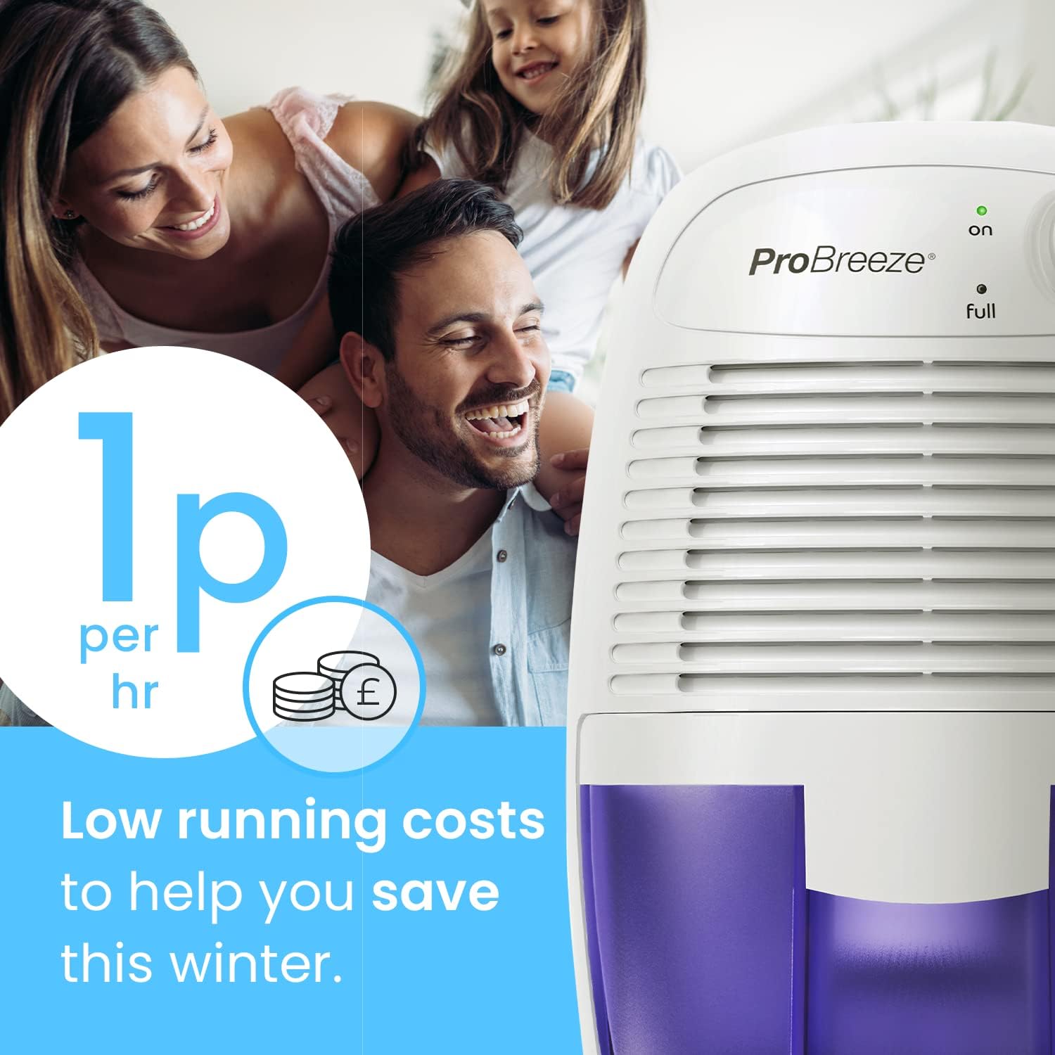 Pro Breeze Portable Dehumidifier | 500ml Tank | Ultra-Quiet Peltier
