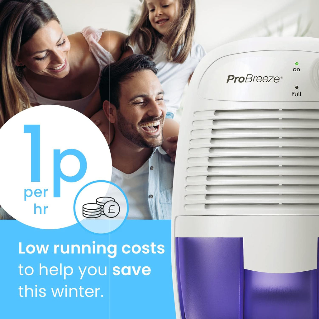 Pro Breeze Mini Dehumidifier | 500ml Tank | Ultra-Quiet Peltier Technology