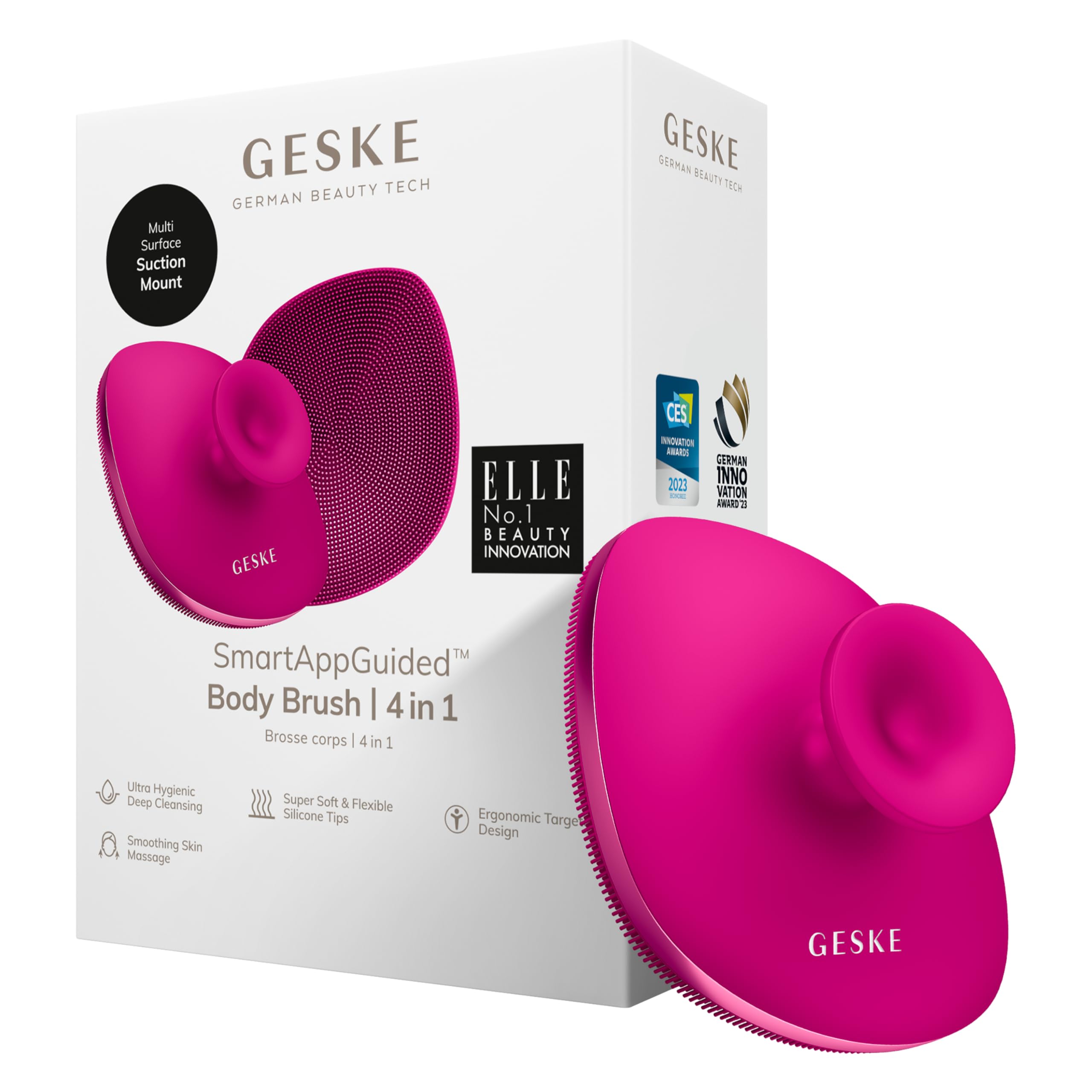 GESKE 4-in-1 Body Brush | Silicone Deep Cleansing & Massage Tool