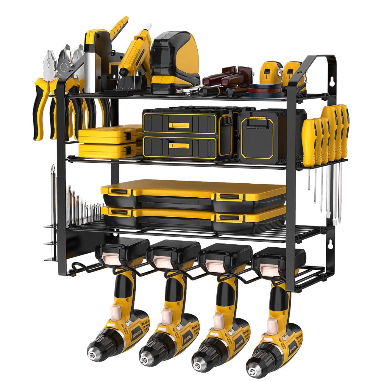 Mutool Wall Mount Power Tool Organizer - 4 Drill Holder & Tool Rack