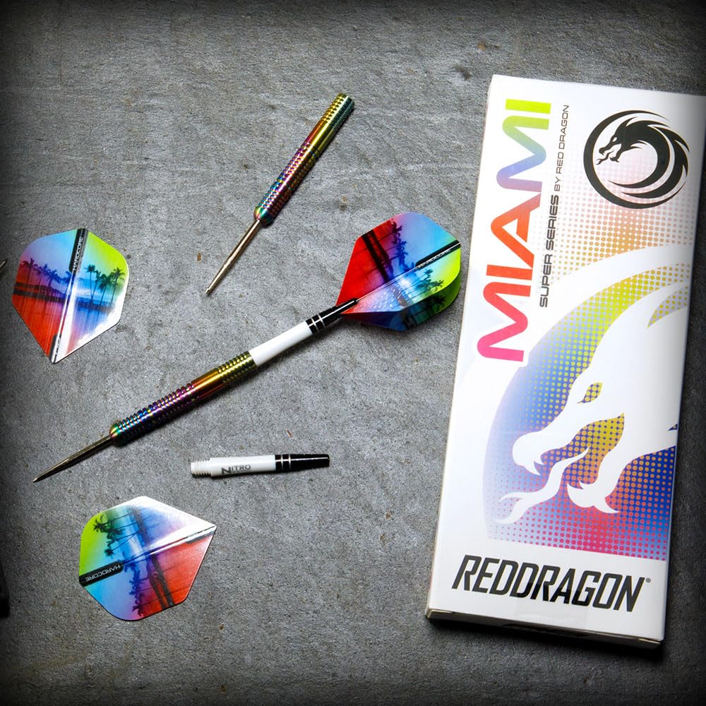 Red Dragon Miami 24g Tungsten Darts Set | Professional Steel Tip Darts