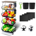 Wuciray Vegetable Rack For Kitchen On Wheels Vegetable Basket With Suction Cups Fruit Storage Baskets With Worktop Vegetable Trolley On Wheels Fruit - image 1