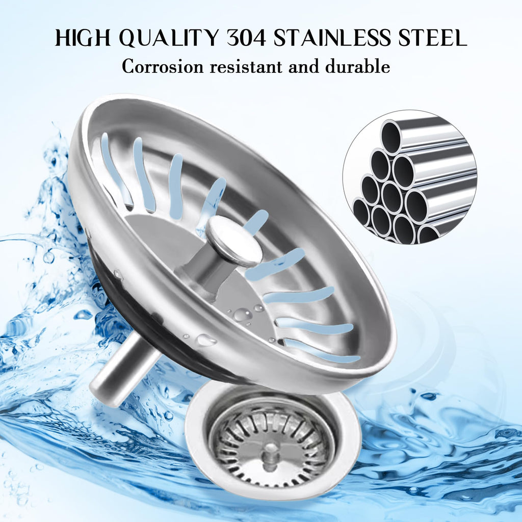 2 Pack Kitchen Sink Plug and Strainer,304 Stainless Sink Strainer PlugThickened version,for Kitchen or Bath Shower Basin Tray - image 2