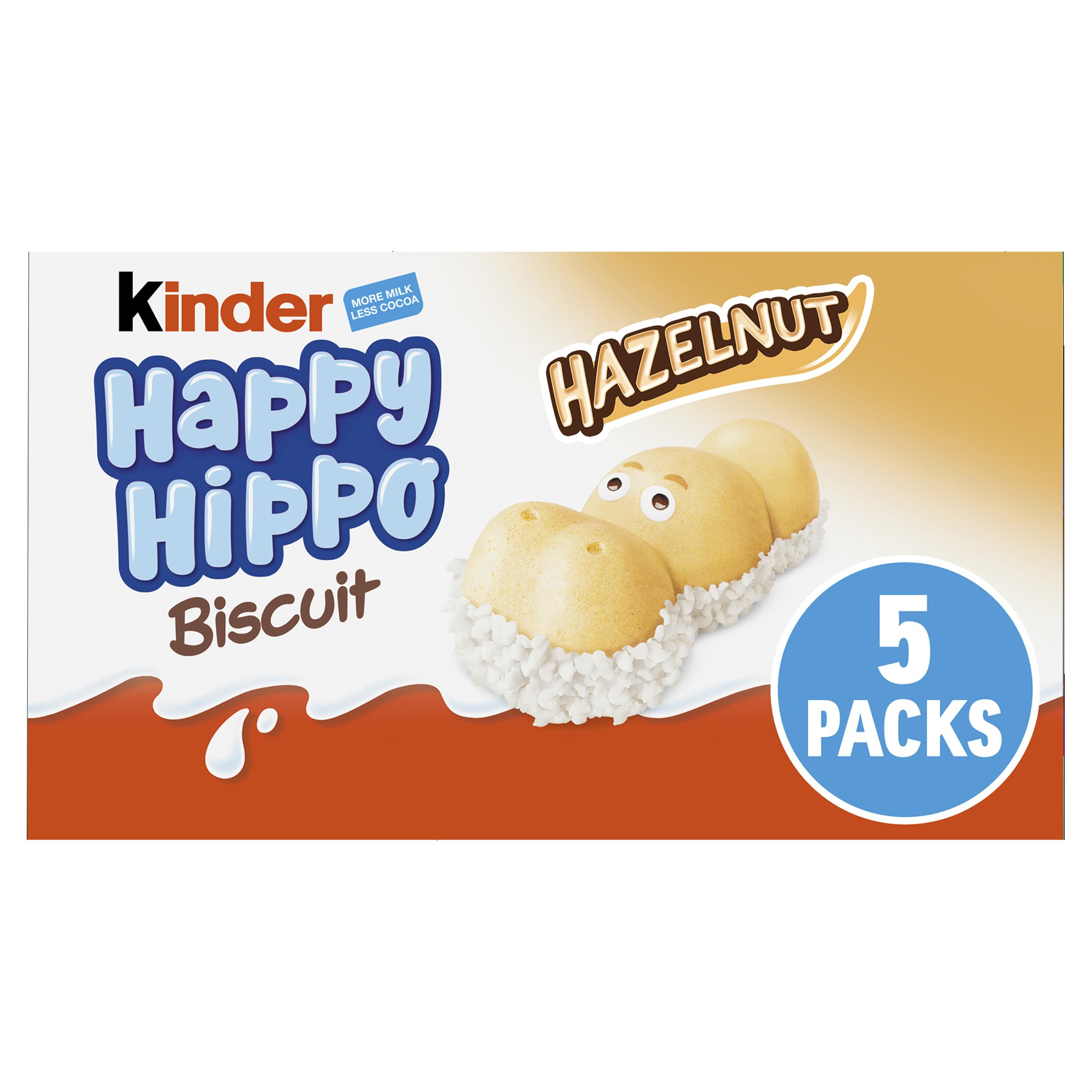 Kinder Happy Hippo Hazelnut Biscuit Wafer Bulk Pack - 10 Packs x 5 Count
