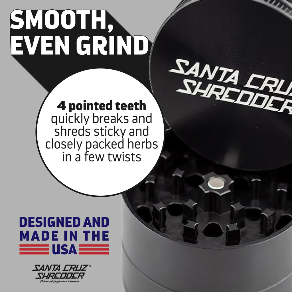 Santa Cruz Shredder 3-Piece Herb Grinder – Medium 2.125" Aluminum Black