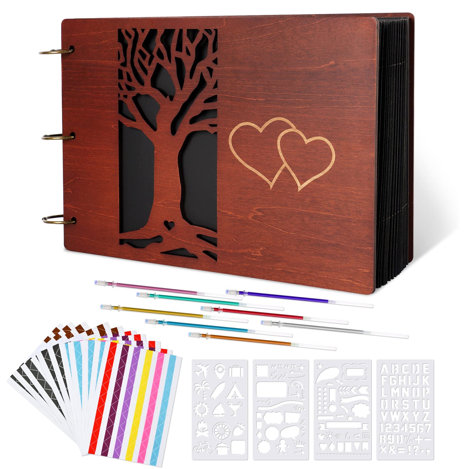Giiffu Wooden Family Tree Scrapbook Kit | DIY Photo Album with 100 Pages