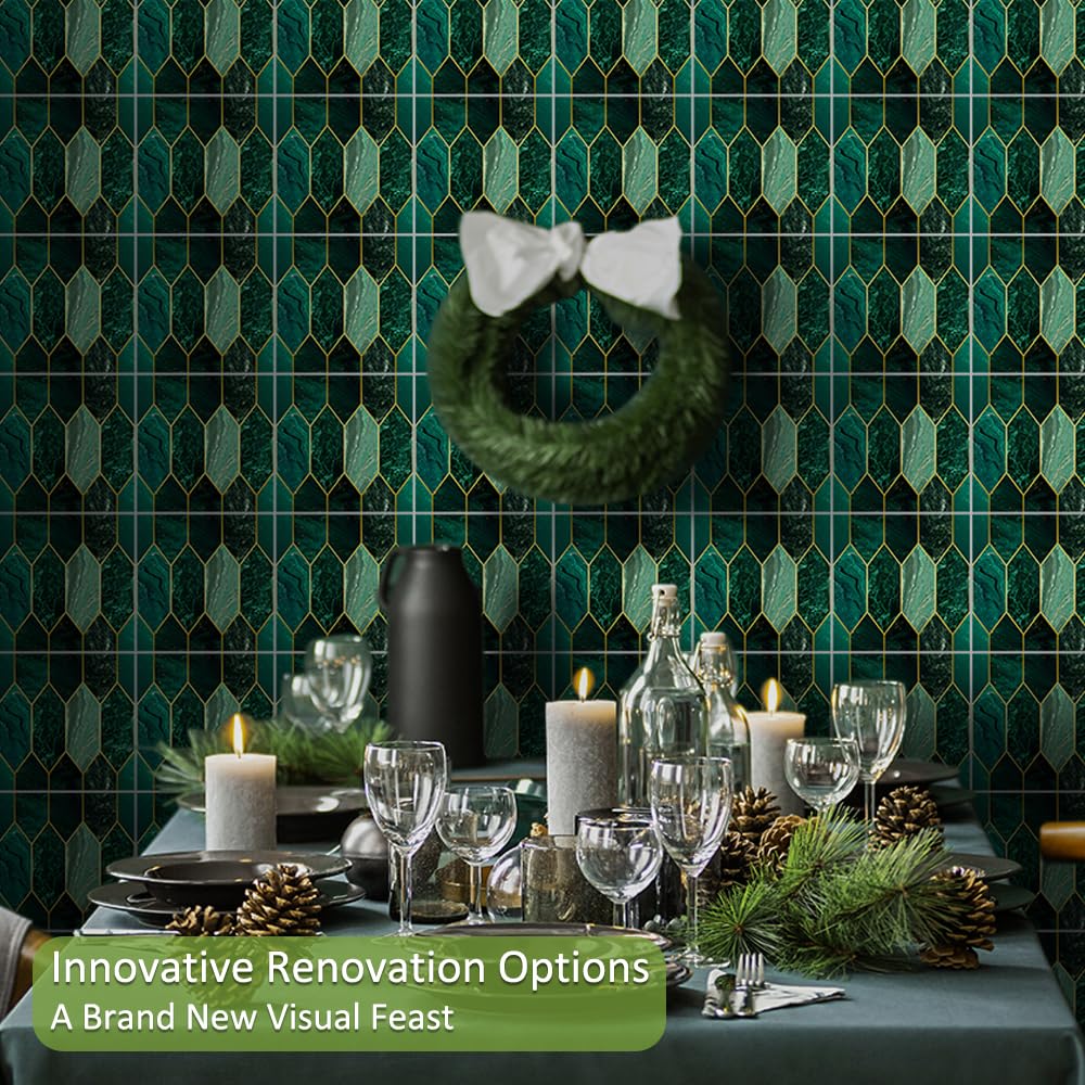 Funlife Peel and Stick Wall Tiles | Holographic Emerald Green - 30 Pack