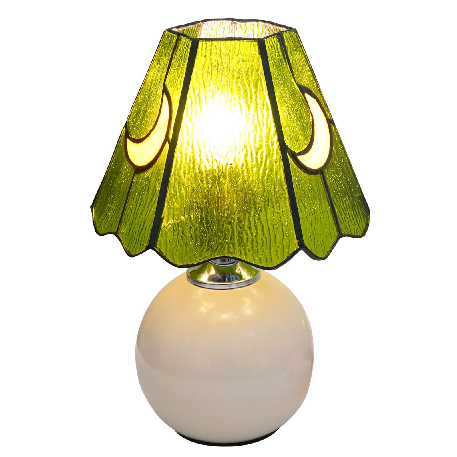 KIPHEPI Mushroom Lamp | Stained Glass Moon Nightstand Table Light