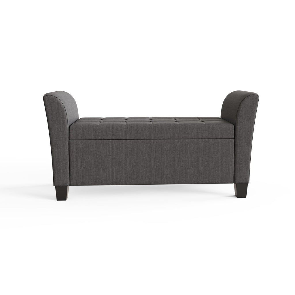 GFW Verona Window Seat Ottoman Storage Bench in Charcoal Grey, Upholstered Buttoned Seat with Hidden Storage & Wooden Feet - image 4