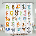 COZZSNUGE Kids ABC Shower Curtain | Animal Alphabet Educational Decor