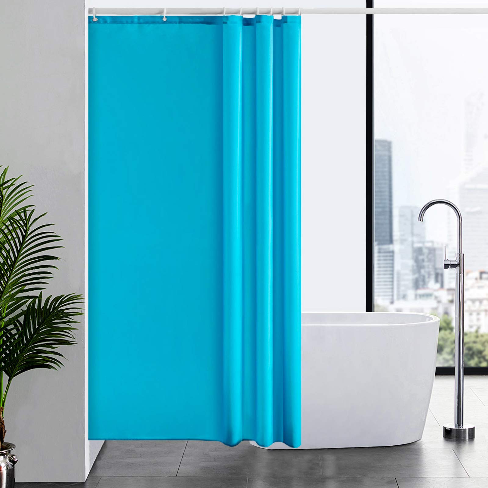 Furlinic Teal Shower Curtain | Waterproof Mould Resistant Polyester
