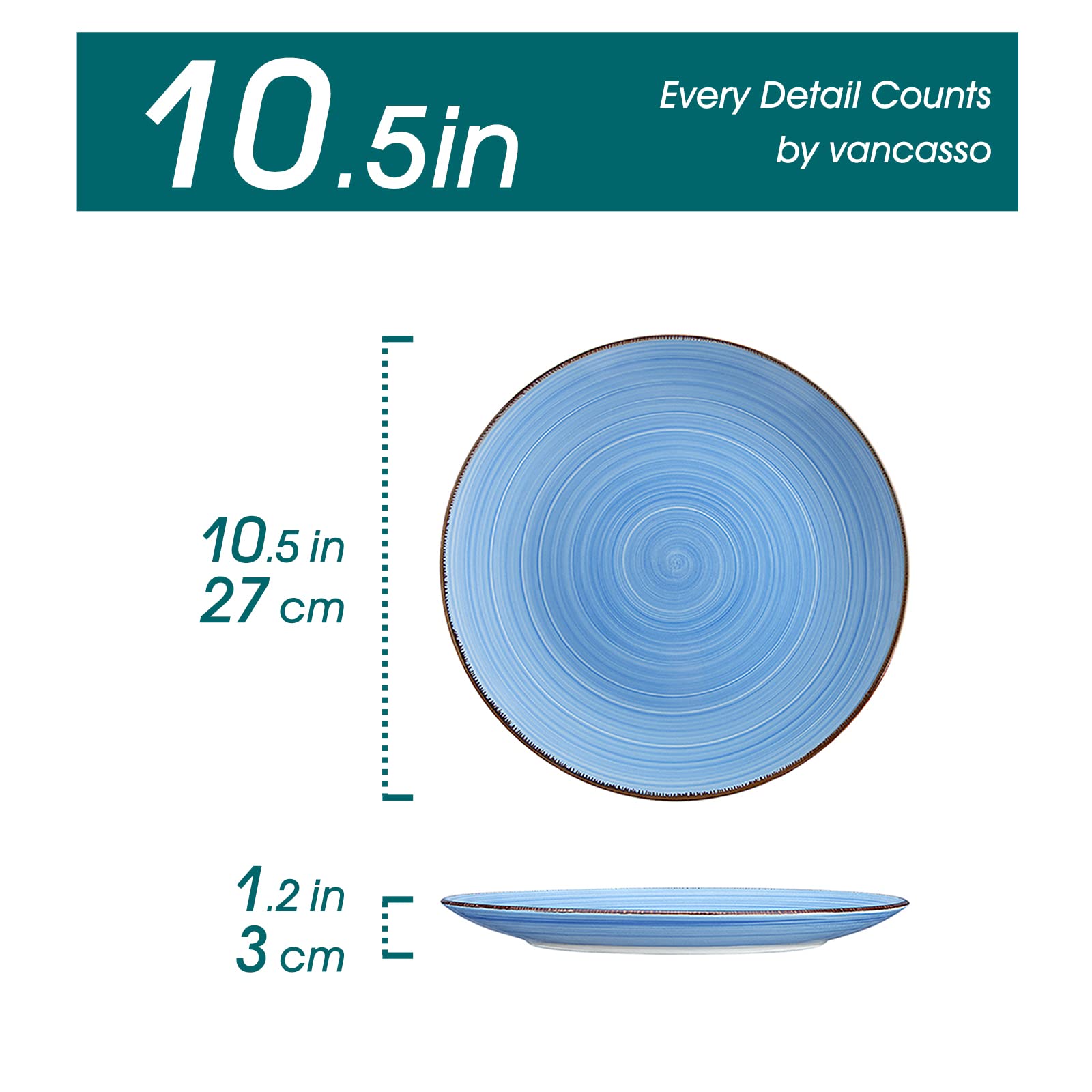 vancasso Bonita Ceramic Dinner Plates Set of 6 | 10.5 inch Scratch Resistant