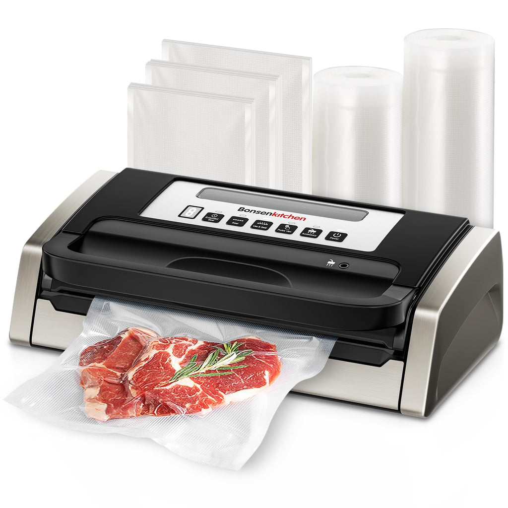 Bonsenkitchen Vacuum Sealer Machine | Low-Noise Food Sealer with Cutter