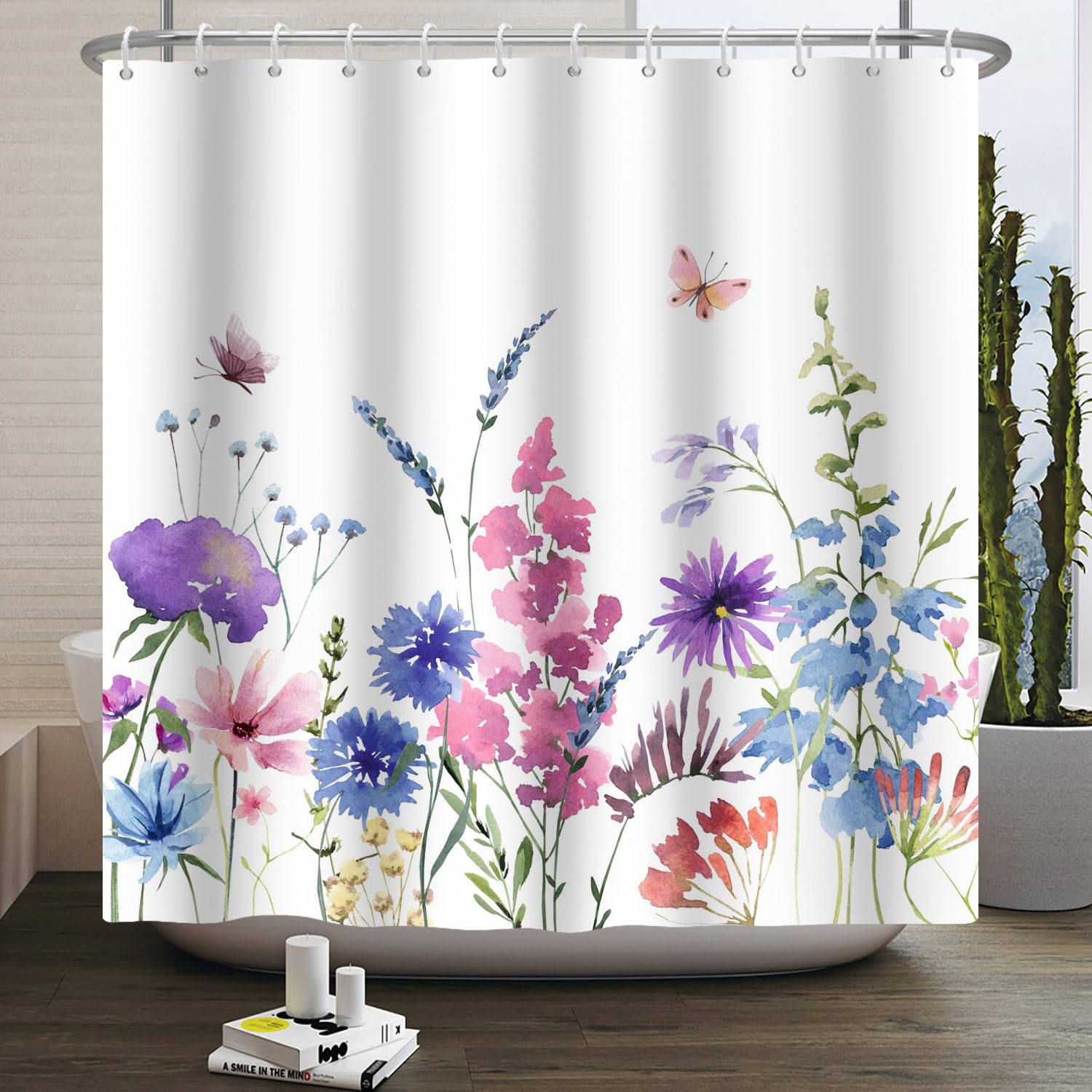 Floral Botanical Shower Curtain | Waterproof Polyester, 152x183cm