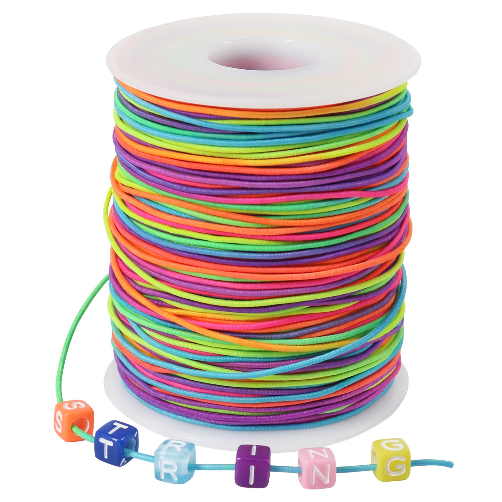 Tenn Well 1mm Elastic Cord for Bracelet Making - 100m Rainbow String