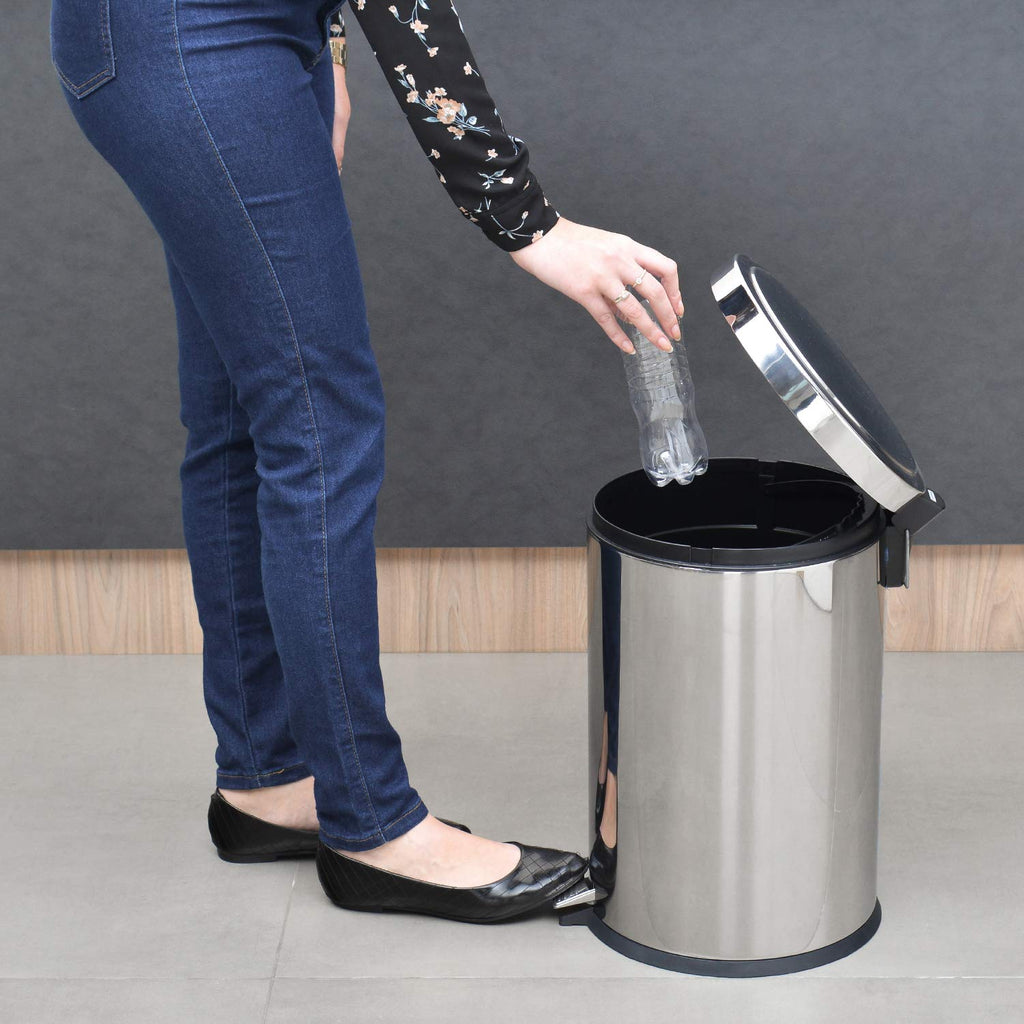Tramontina 20L Stainless Steel Kitchen Bin – Pedal Waste Bin with Lid