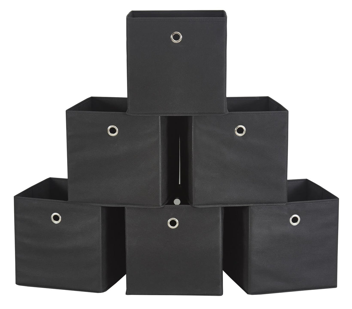 Webeasy 6-Pack Black Canvas Storage Boxes - Foldable Cube Organizers with Eyelet Handles, 28x28x28cm for Home, Office & Nursery - image 1