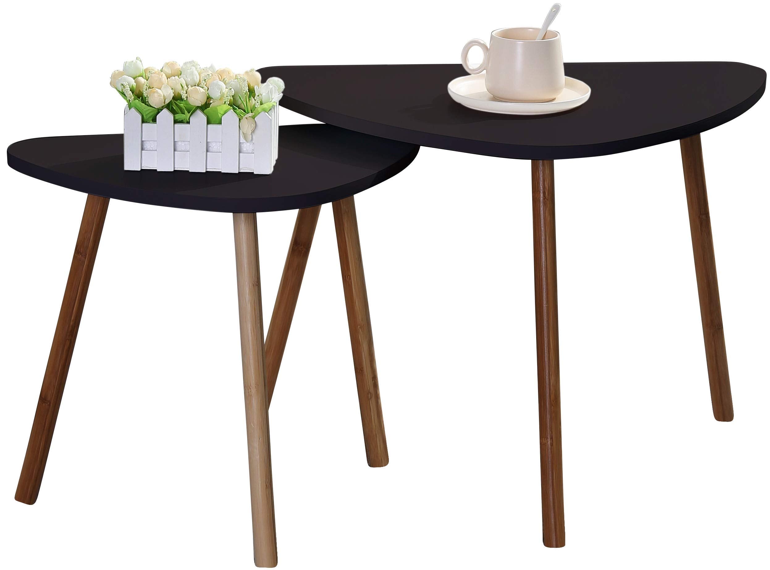 Etnic Art Set of 2 White Scandinavian Nesting Coffee Tables | MDF Wood