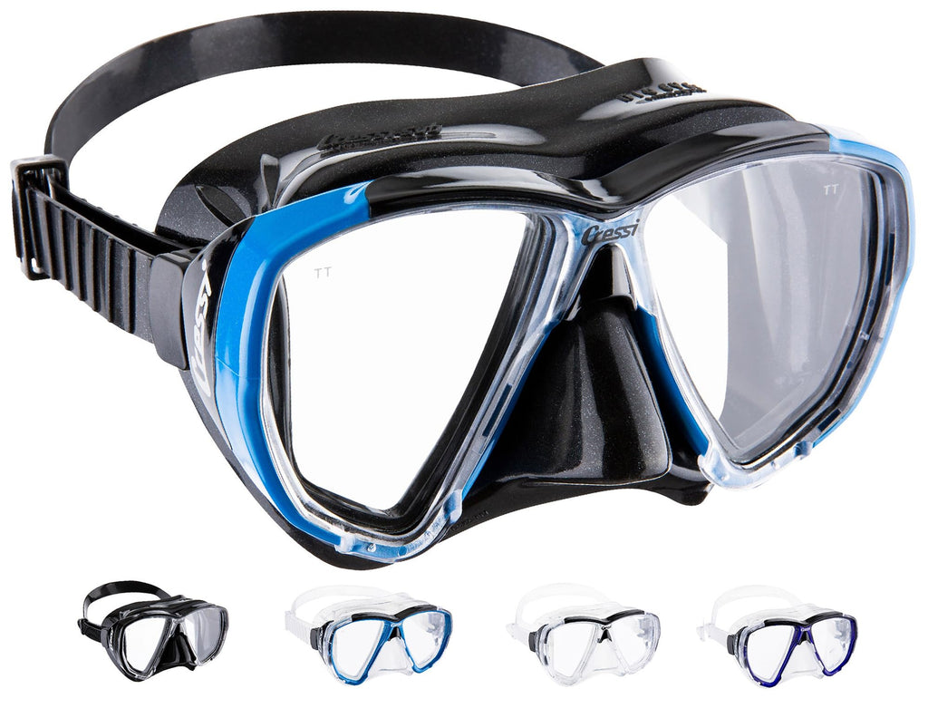 Cressi Big Eyes Diving Mask – Inclined Lenses for Snorkeling, Black/Blue