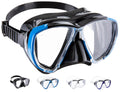 Cressi Big Eyes Diving Mask – Inclined Lenses for Snorkeling, Black/Blue