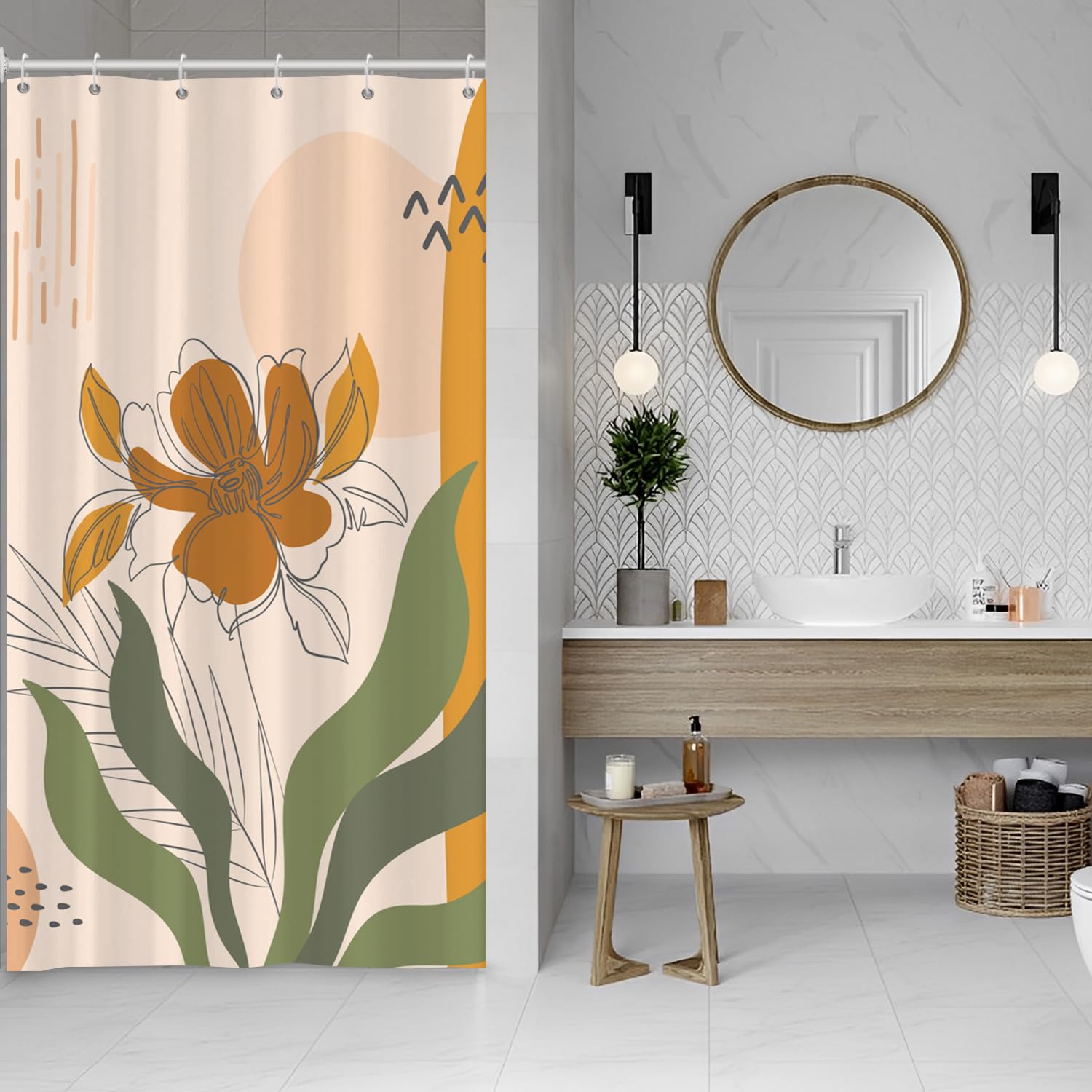 Boho Abstract Shower Curtain | Waterproof Polyester, 90x180cm