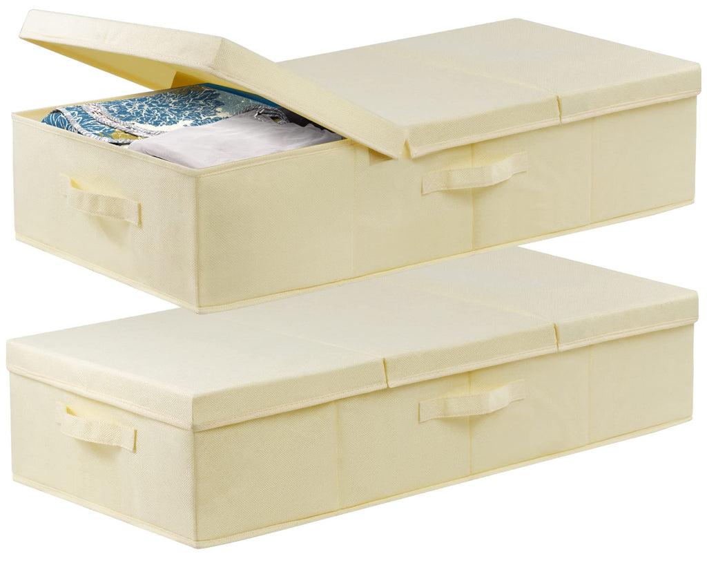 Jolof Store Underbed Storage Box with Lids – 2 Pack Foldable Linen Organiser