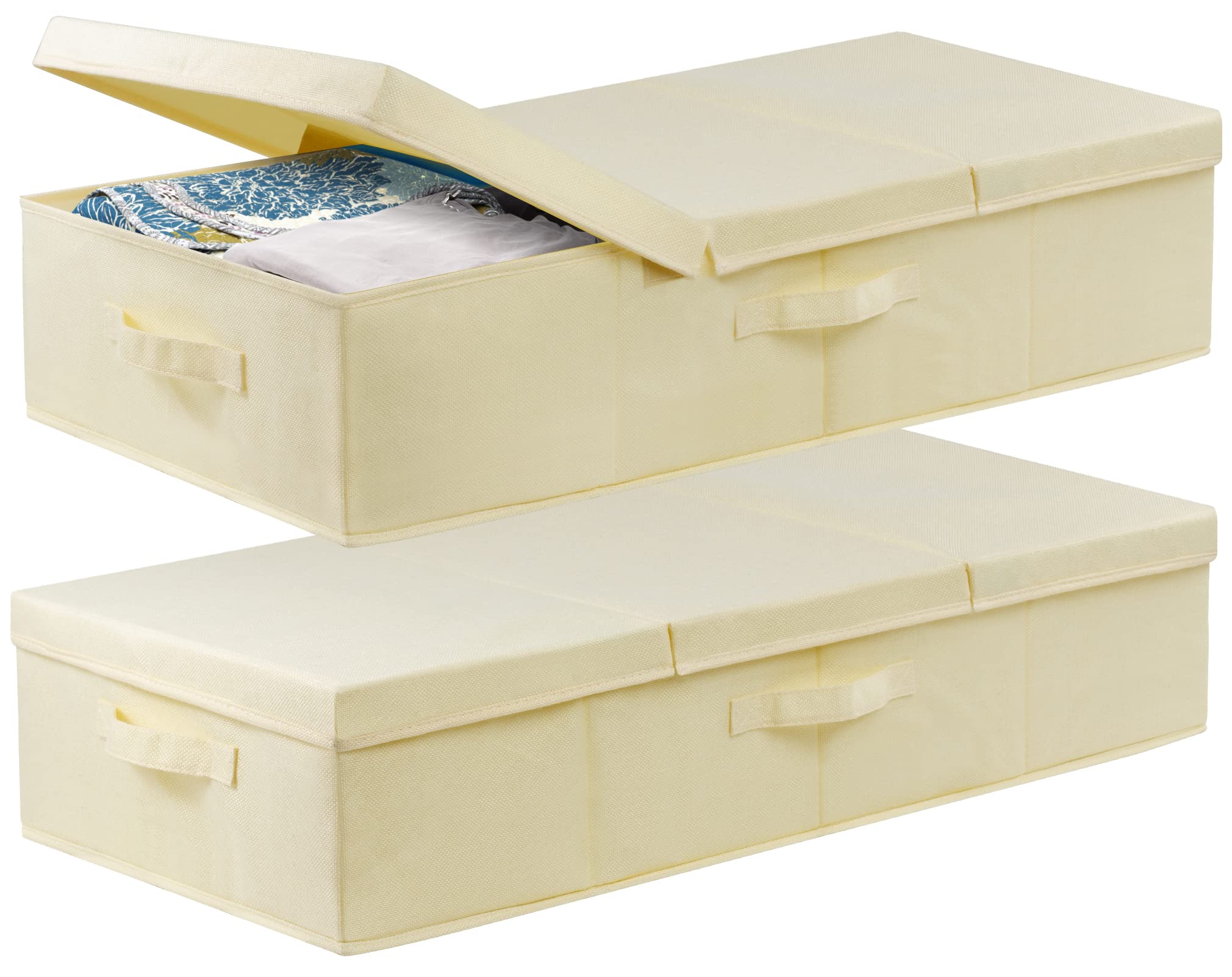 Jolof Store Underbed Storage Box with Lids – 2 Pack Foldable Linen Organiser