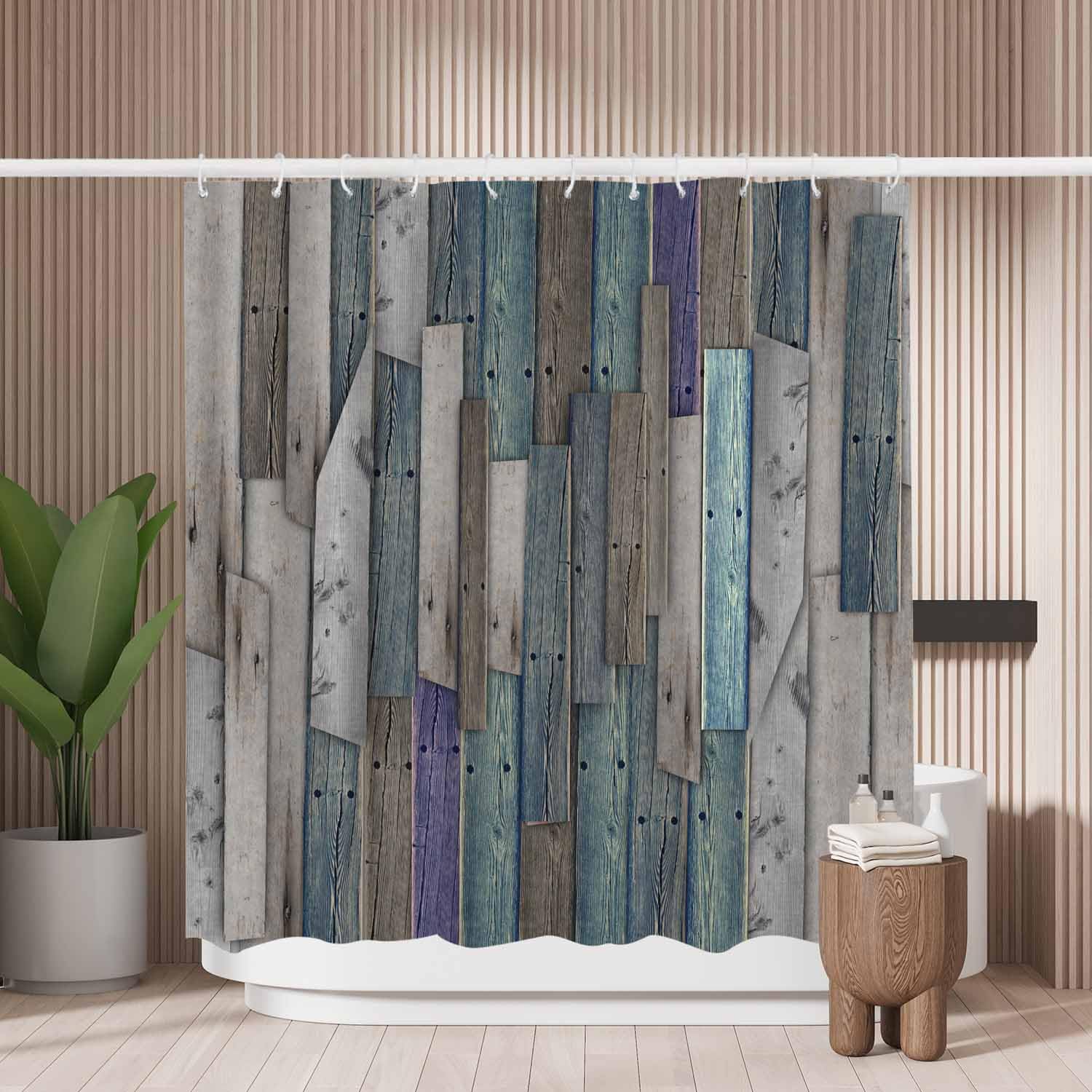 Jolof Store Old Wooden Texture Shower Curtain | Mold Resistant Polyester
