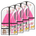 4 Pack Clear Dance Garment Bags 40" Dance Costume Bags with 3 Pockets,Black