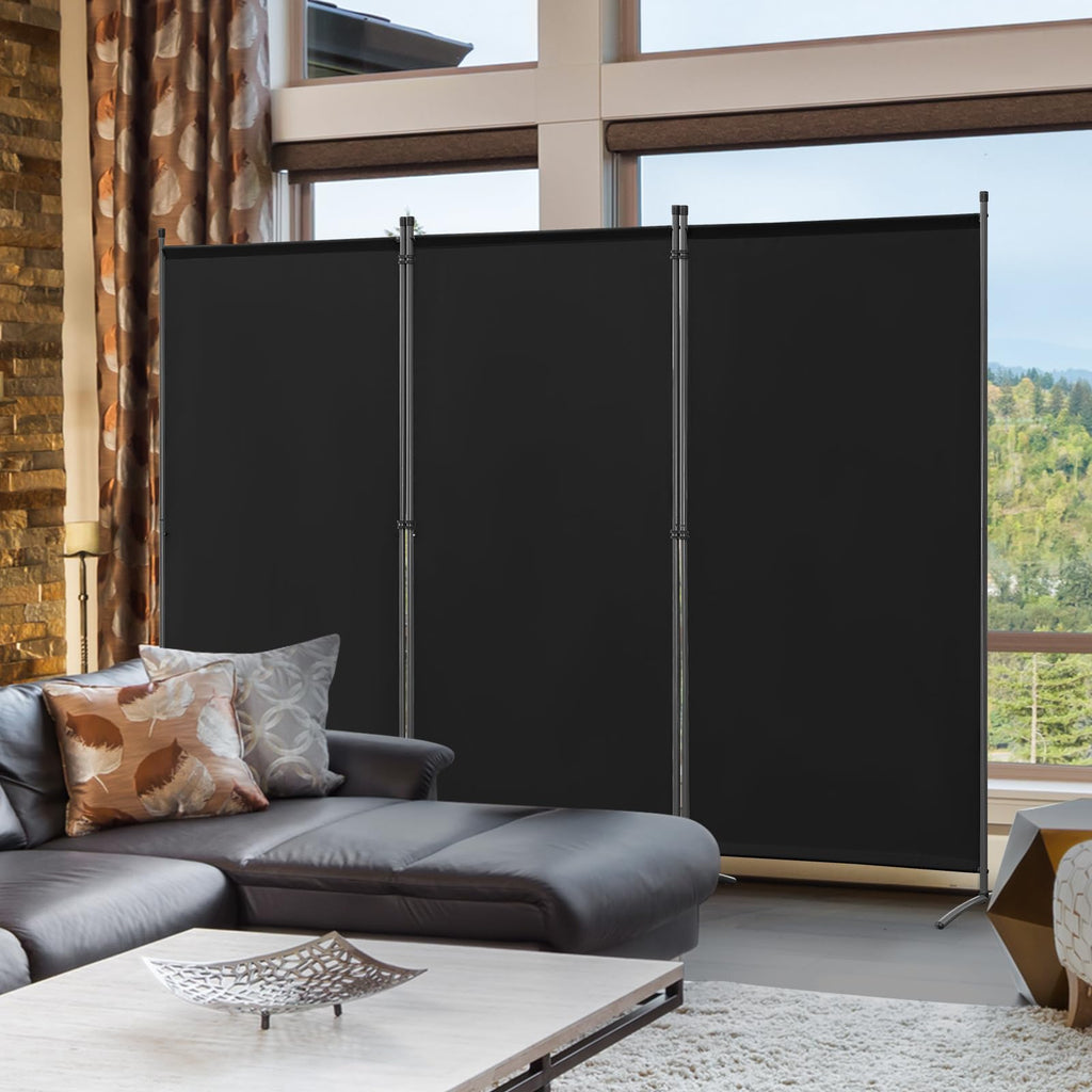 Angel Living 3 Panels Folding Room Divider | Privacy Screen with Polyester Fabric & Sturdy Iron Frame | Freestanding Partition for Office, Bedroom - image 5