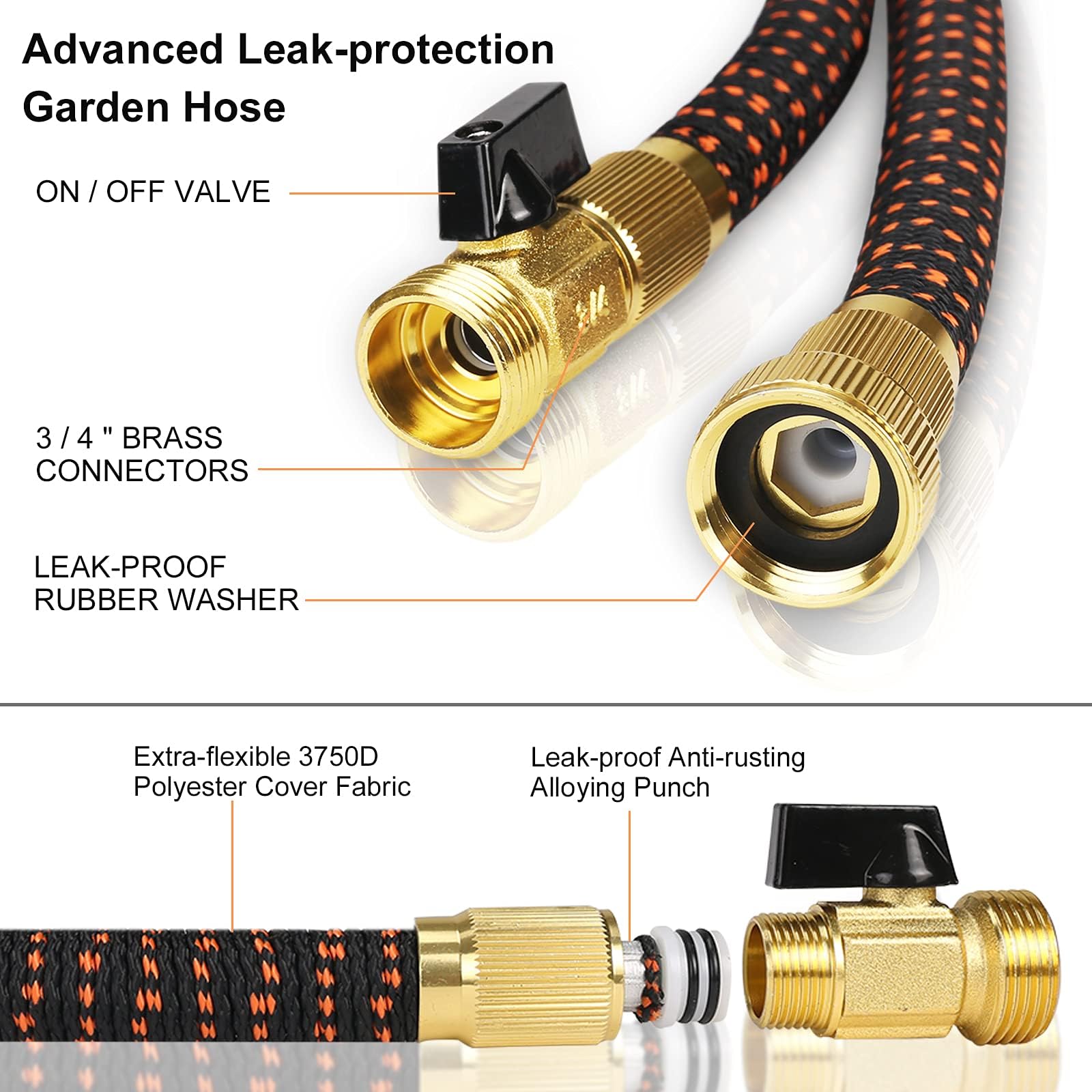 100ft Expandable Garden Hose | 10-Function Spray Gun & Brass